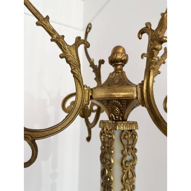 Metal Ornate Italian Brass and Onyx Marble Coat Rack, 1960s For Sale - Image 7 of 18