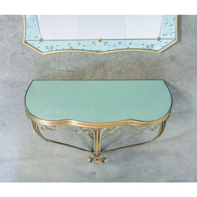 Metal Console Table with Mirror from Cristal Art, 1950s, Set of 2 For Sale - Image 7 of 18