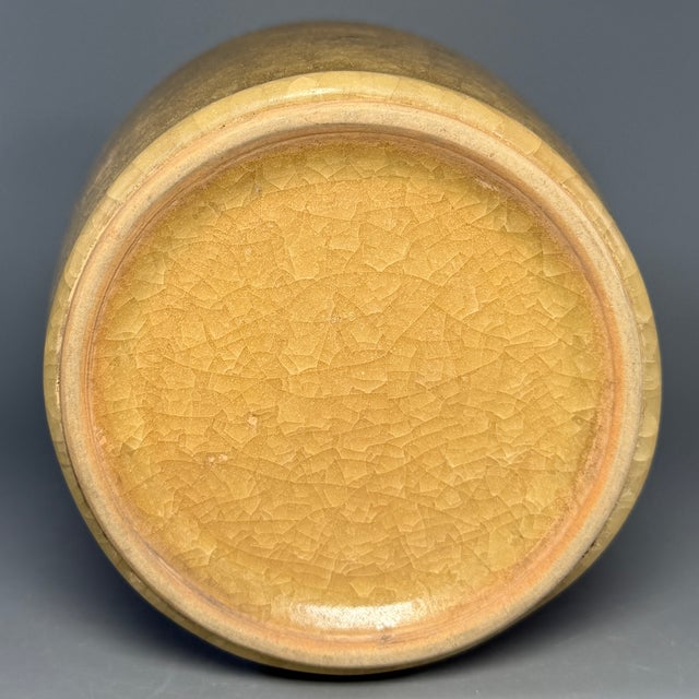 Ceramic Antique Chinese Official‑Style Yellow‑Glaze Porcelain Vase With Phoenix Handles For Sale - Image 7 of 7