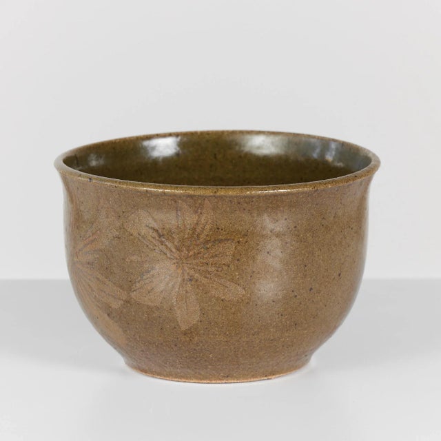 Robert Maxwell Robert Maxwell Glazed Studio Pottery Planter With Floral Motif For Sale - Image 4 of 11