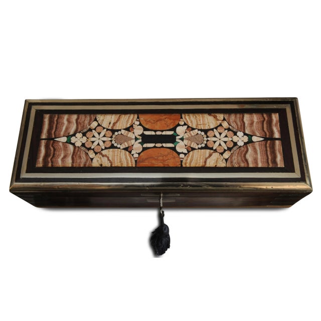 Stone Victorian Pietra Dura Grand Tour Campaign Collectors Box, 1800s For Sale - Image 7 of 7