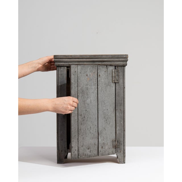 Primitive Cabinet With Shelf Gray France Early 20th Century For Sale In Greensboro - Image 6 of 14