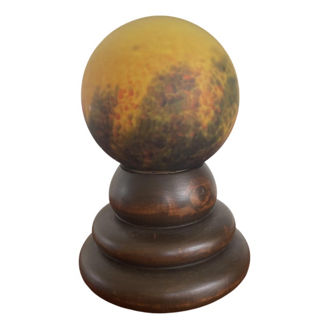 Art Deco Yellow Round Glass Table Lamp from Art Dfrance, 1930 For Sale