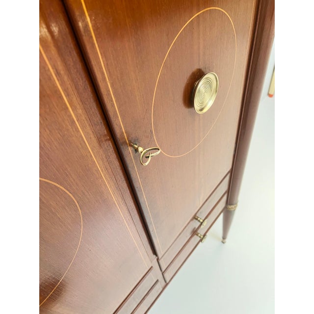 Wood & Brass Bar Cabinet, 1950s For Sale - Image 3 of 5