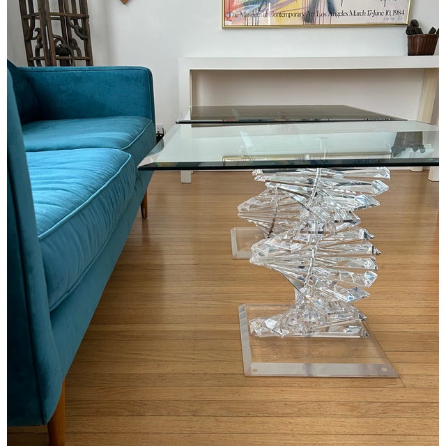 Mid-Century Modern Vintage Helix Spiral Stacked Lucite Side Tables For Sale - Image 3 of 14