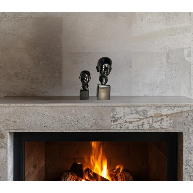 Mid-Century Nguyen Thanh Le Bronze Bust of Young Vietnamese Women- A Pair For Sale - Image 10 of 18