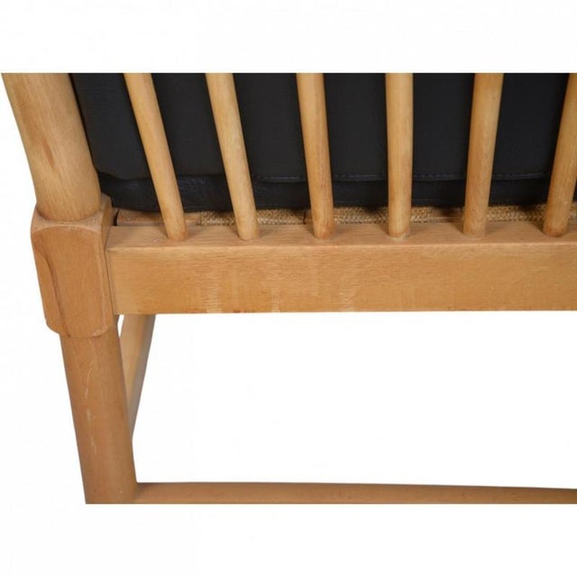 Spoke Back Sofa in Black Leather by Børge Mogensen, 1970s For Sale - Image 16 of 18