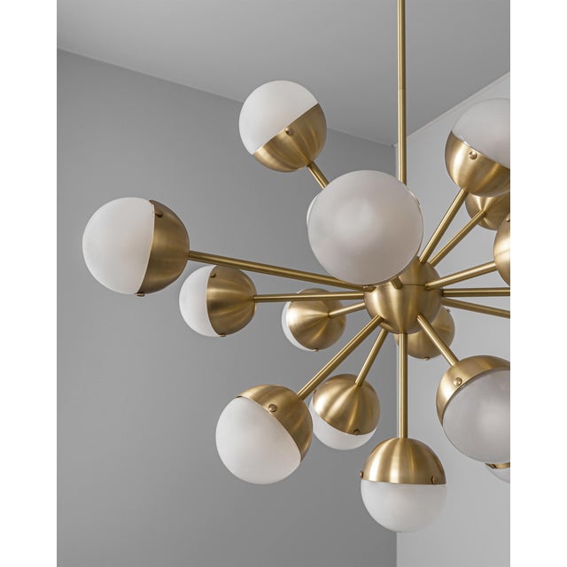 Gold Brass Molecule Chandelier, Oval 17 Light Sputnik Pendant by Schwung For Sale - Image 8 of 12