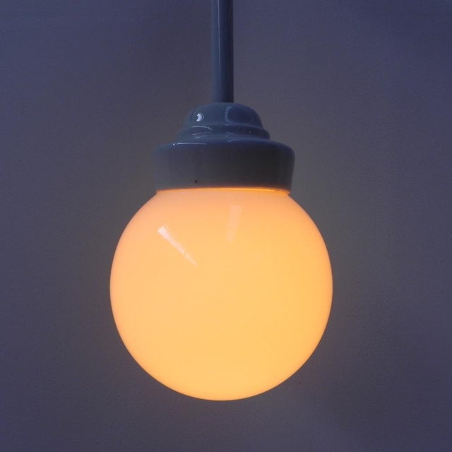 Art Deco Hanging Lamp with White Glass Ball, 1930s For Sale - Image 4 of 14