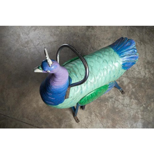 Vintage Carved Wood Peacock Carousel Figure, 1950s For Sale - Image 6 of 8