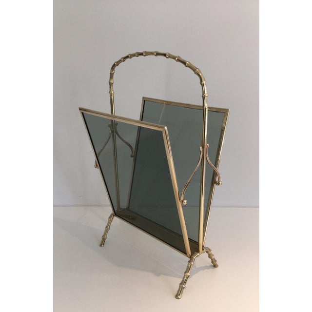 Maison Baguès Faux Bamboo and Bronze Magazine Rack by Maison Baguès For Sale - Image 4 of 12