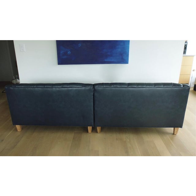 Modern Navy Faux Leather Tufted Custom Banquette Chairish