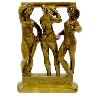Figurine of Three Graces in the Bathhouse attributed to Zdeněk Farnik for Jihokera Bechyně, 1975 For Sale