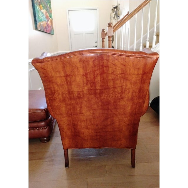 1970s Elevate Your Space With This Stunning Vintage Dutch Cognac Colored Wingback Leather Club Chair For Sale - Image 5 of 12
