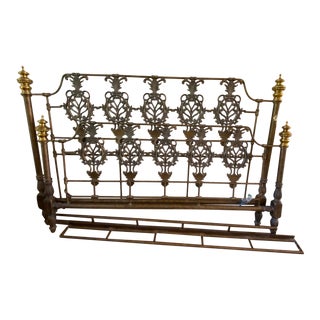 Vintage Traditional Iron and Brass King Sized Bedframe For Sale