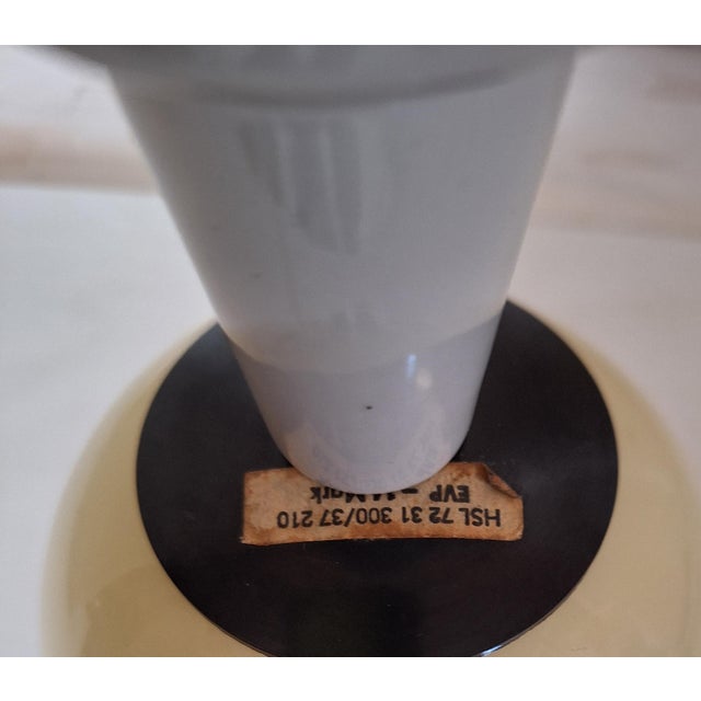 Glass Mid-Century German White Porcelain Table Lamp with Cream Glass Shade from EVP, 1950s For Sale - Image 7 of 8