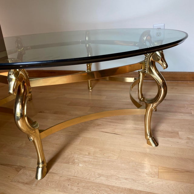 Vintage Maison Jansen Style Brass Horse Head Glass Coffee Table Chairish