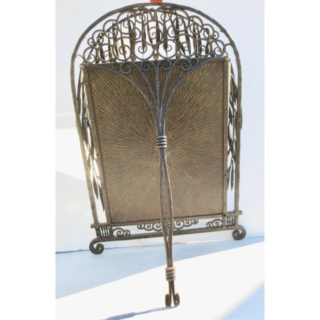 French Wrought Art Deco Iron Dome-top mirror frame. Antique 20s-30s in the manner of Edgar Brandt. Beautiful pattern of...