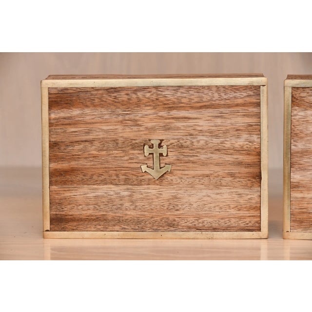 Nautical Vintage Wooden Decorative Storage Dresser Boxes—A Pair For Sale - Image 3 of 7