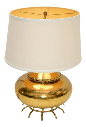 Vintage Round Brass Table Lamp Spider Legs Mid-Century Modern 1970