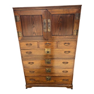 1930s Asian Versatile Two-Piece Linen Press For Sale
