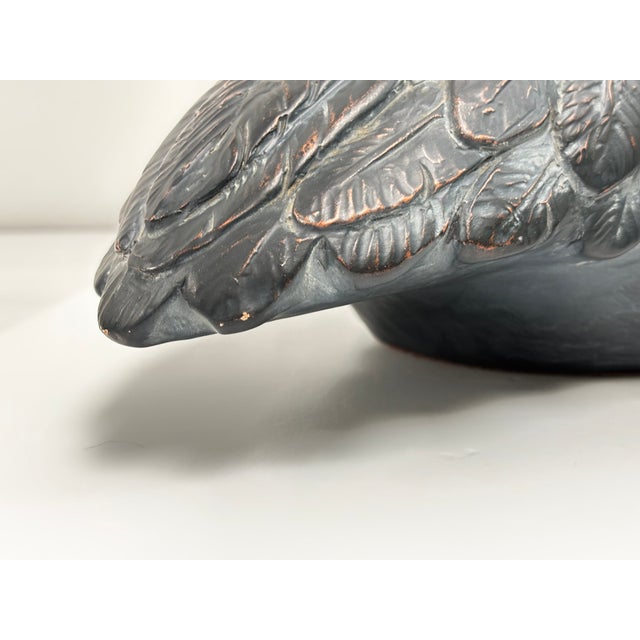 Vintage 1960s Black Ceramic Crane Bird Sculpture - Attributed to Enzo Alberton For Sale - Image 12 of 12