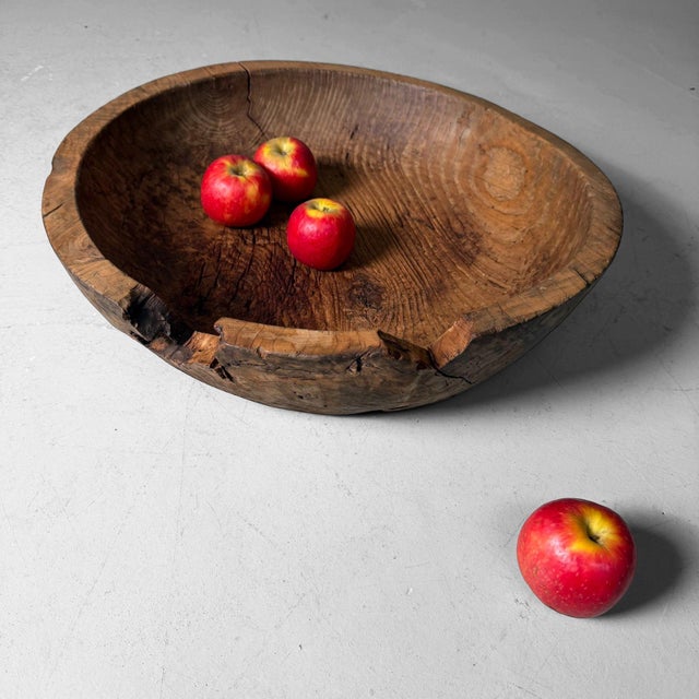 Vintage Japanese Wooden Dough Bowl, 1920s For Sale - Image 12 of 15