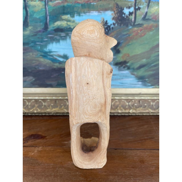 Hand-Carved Mid 20th Century Abstract Wooden Figure Sculpture in Natural Finish. For Sale - Image 10 of 10