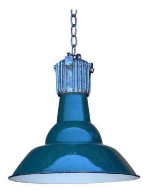 Dark Green French Industrial Workshop Hanging Light
