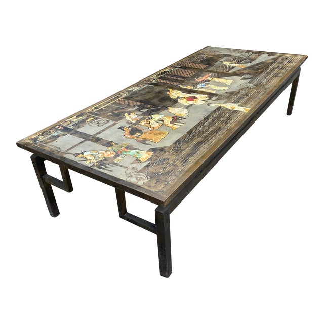 Mid 20th Century Philip and Kelvin LaVerne Chin Ying Bronze Coffee Table With Reverse Ordered and Misspelled Signature For Sale