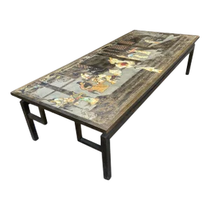Mid 20th Century Philip and Kelvin LaVerne Chin Ying Bronze Coffee Table With Reverse Ordered and Misspelled Signature
