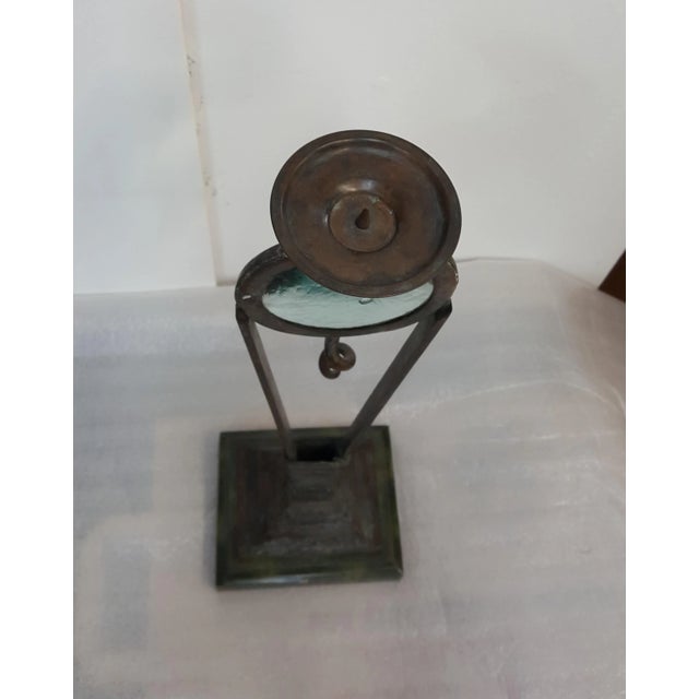 Abstract Maitland Smith Metal and Glass Candle Holder For Sale - Image 3 of 10