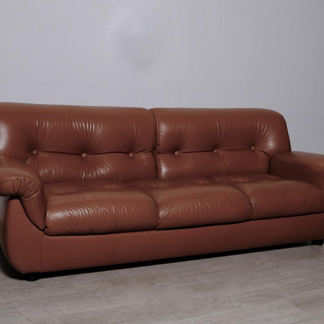 Animal Skin Italian Three-Seater Leather Sofa, 1970s For Sale - Image 7 of 18