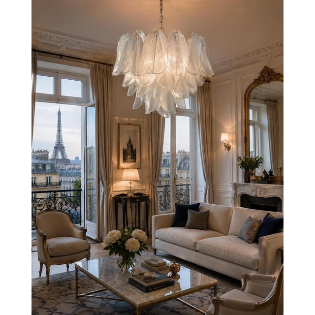 Italian Chandelier in the style of Mazzega, Murano, 1970s For Sale - Image 3 of 9