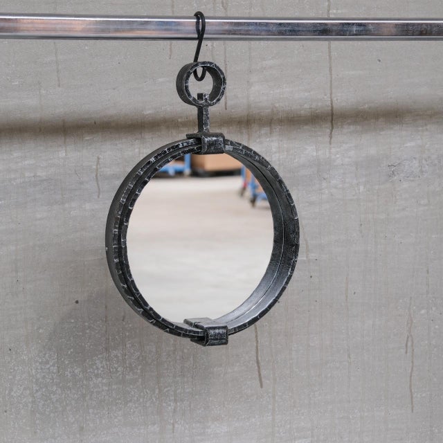 Metal Mid-Century Brutalist French Wall Mirror, 1950s For Sale - Image 7 of 7