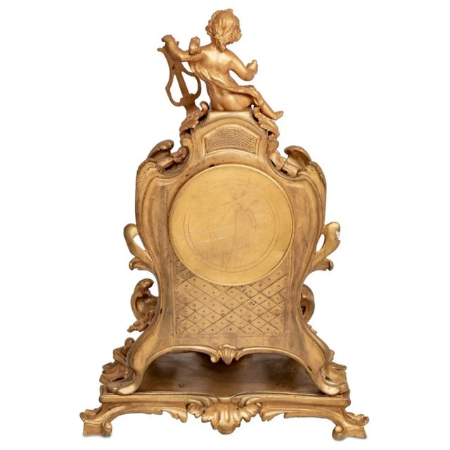 Late 19th Century Louis XV Style Gilt Bronze Mantel Clock, 19th Century For Sale - Image 5 of 5