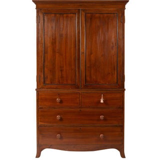 Polished Oak Tall Cabinet For Sale
