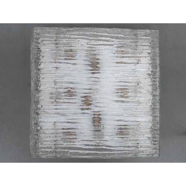 Metal Large Square Iced Textured Glass Flush Mount from Kalmar, 1960s For Sale - Image 7 of 15