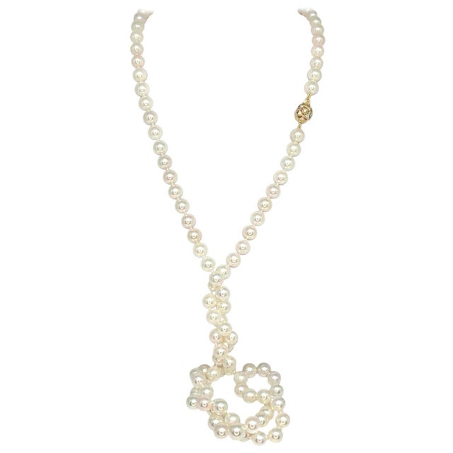 Diamond Akoya Pearl Necklace 14k Gold Certified For Sale - Image 10 of 14