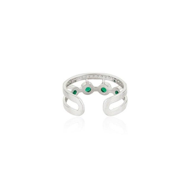 Not Yet Made - Made To Order Geometric Green Onyx & Zircon Double Band Ring in 925 Silver, Size 7.5 For Sale - Image 5 of 12