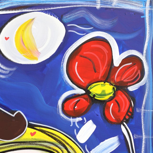 2020s Niente Di Piu - Original Blue Cubist Figurative Mixed Media Acrylic Painting on Canvas For Sale - Image 5 of 9