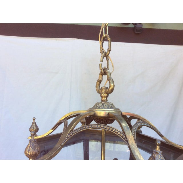Antique Brass English Hall Lantern For Sale - Image 4 of 10