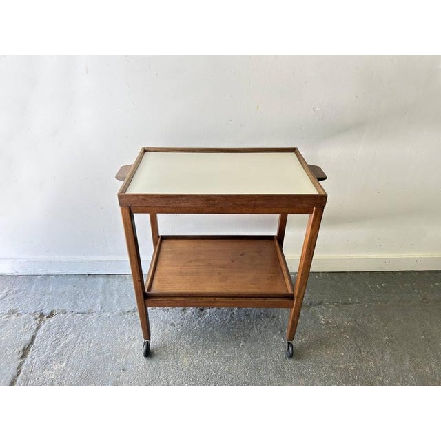 Mid Century Vintage Teak Drinks Trolley Bar Cart with Removable Trays, 1960s For Sale - Image 3 of 9