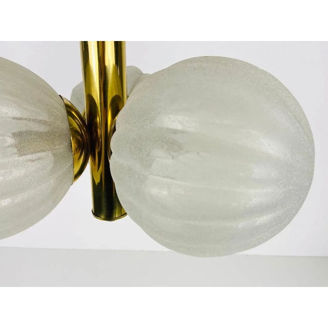 Metal Mid-Century Golden 3-Arm Space Age Chandelier from Kaiser, 1960s, Germany For Sale - Image 7 of 9