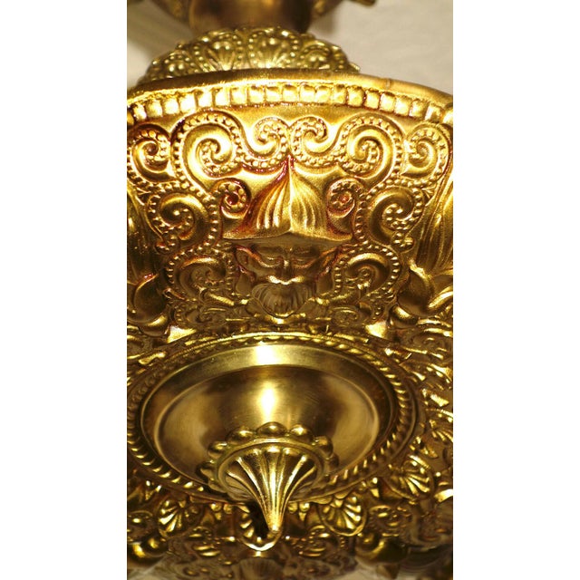 Antique French Brass 6-Light Putti Chandelier, 1940s For Sale - Image 4 of 11