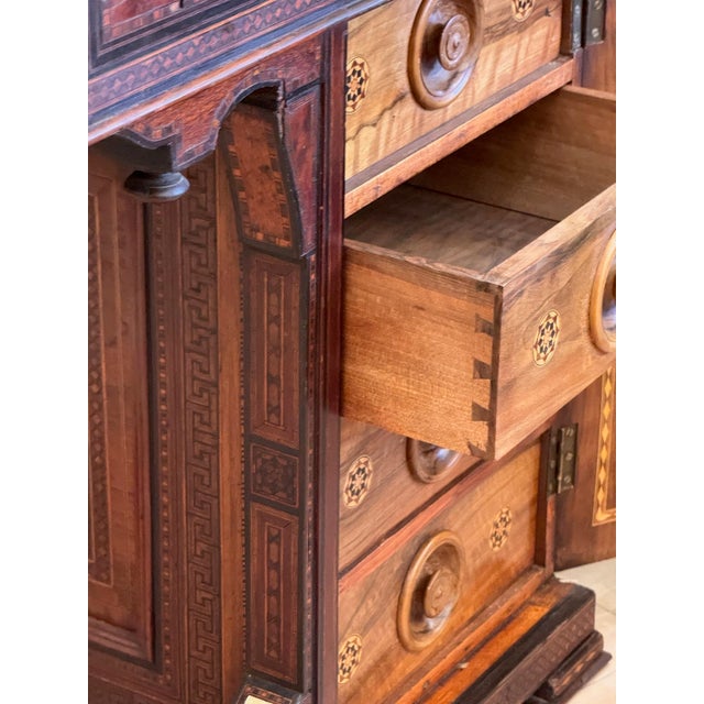 Mid-19th C. Middle Eastern Marquetry Inlaid Davenport Desk For Sale - Image 15 of 18