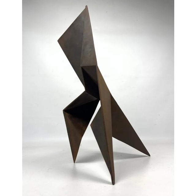 Gerald DiGgiusto, Metal Corten Steel Abstract Geometric Folded Origami Sculpture Gerald DiGiusto, 1980 For Sale - Image 11 of 11