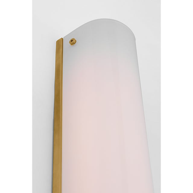 Modern Barbara Barry for Visual Comfort Signature Penhold 18" Bath Light in Soft Brass with White Glass For Sale - Image 3 of 7