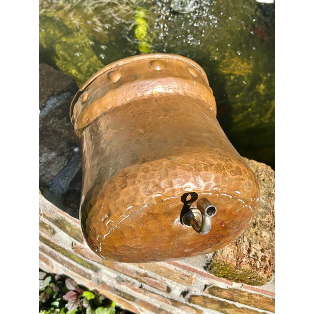 Antique French Copper Lavabo Reservoir | European Farmhouse Wall Planter For Sale - Image 4 of 12