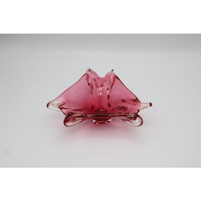 Mid-Century Modern Mid-Century Bohemian Art Glass Cranberry Centrepiece Bowl by Josef Hospodka for Chřibská, 1960s For Sale - Image 3 of 7